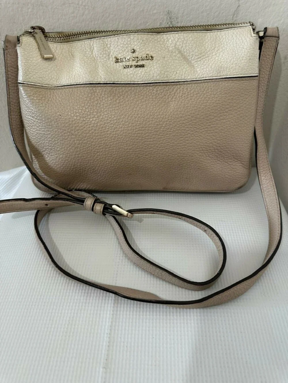 Kate Spade Leila Colorblock Triple Gusset Crossbody Warm Beige Mint